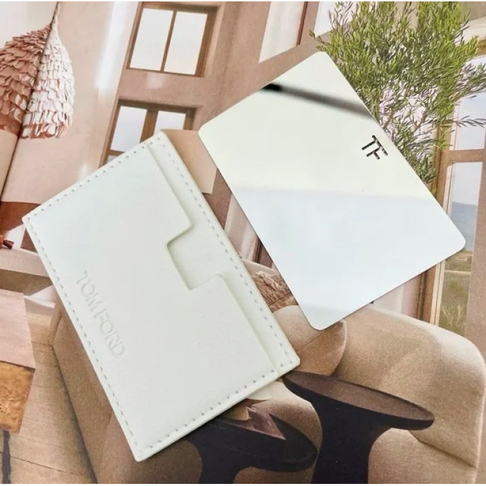 Гаманець для картки з дзеркальцем Tom Ford White Leather Card Holder Wallet With Mirror